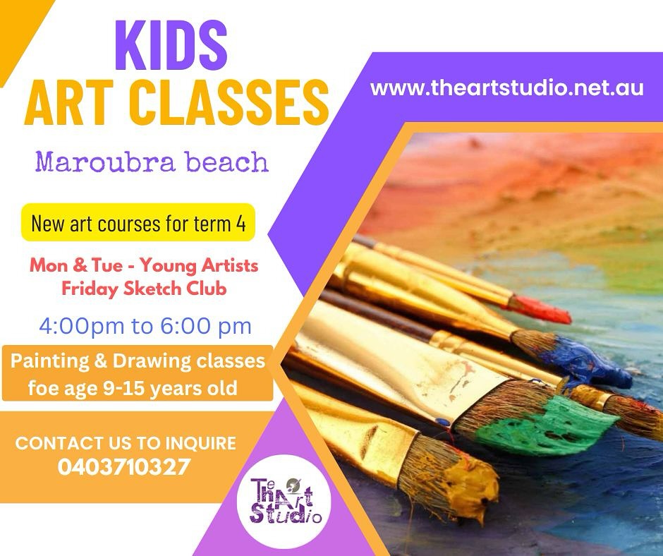Teens art classes term 4 starting next week in The Art Studio Maroubra Beach. Painting & drawing classes for kids age 9-15 years old. Email us now to get a FREE TRUSL CLASS for the first two weeks of the term. More info here: https://www.theartstudio.net.au/teens-art-classes 
#theartstudiomaroubra #maroubra #maroubrabeach #maroubracommunity #artclassessydney #artclasseseasternsuburbssydney #kidsartclasses #paintingclassessydney #drawingclassessydney #maroubracreativehub #sydneyartclass #sydneyart #sydneyworkshop #sydneycreative #sydneykidsactivities #sydneykidsworkshops #sydneyartschool 
#beginnersartclassessydney #kidsactivitiessydney #weekendworkshopssydney #couplleexperiencesydney #artsydney #artgallerysydney
